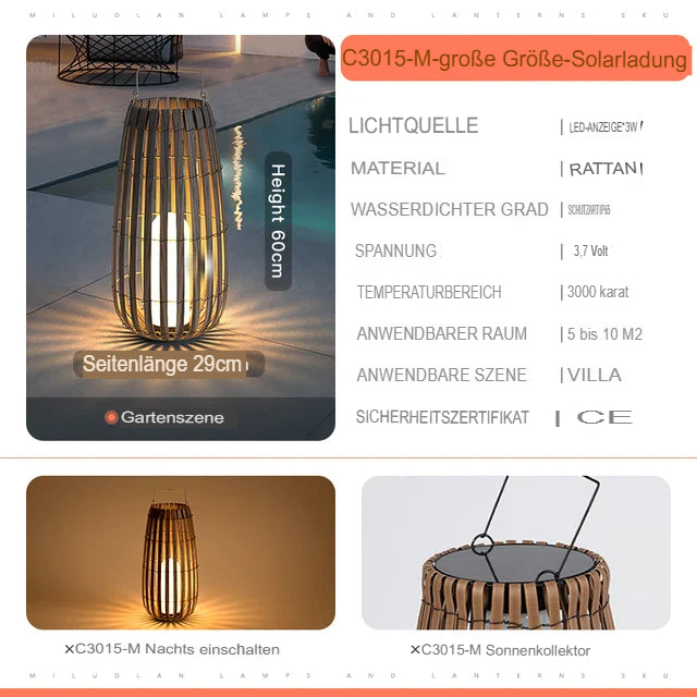 Rattan LED Gartenlaterne