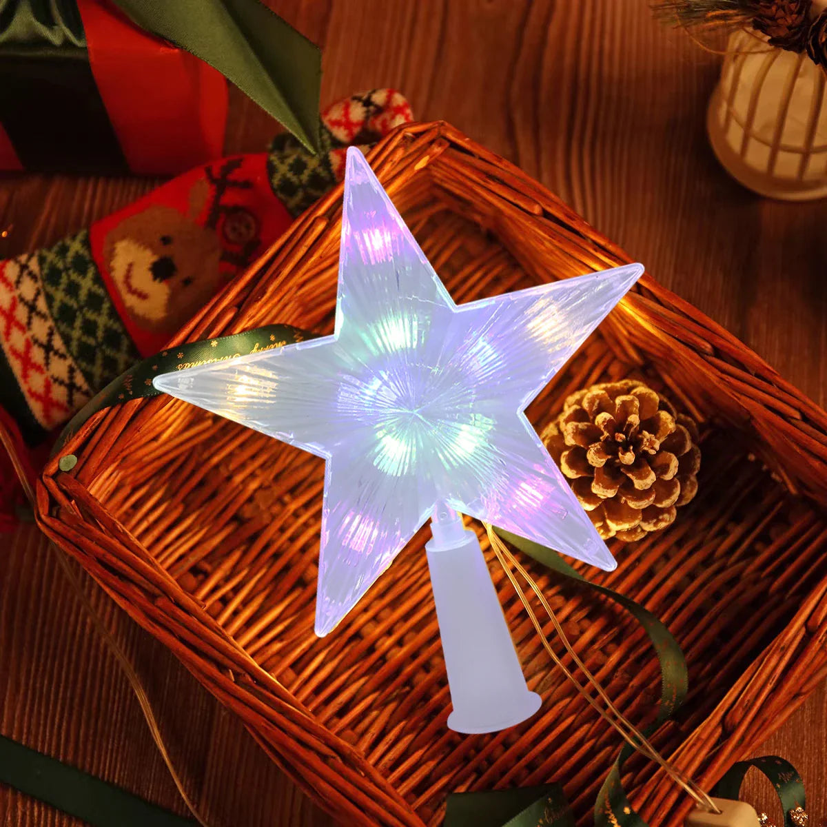 Glittering star lights for the Christmas tree