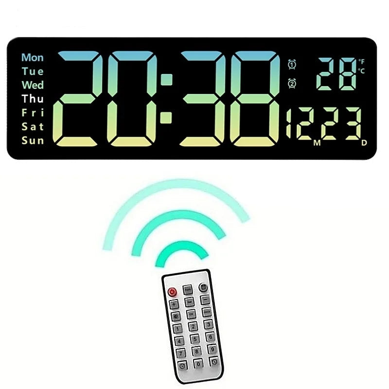 Digitale LED-Wanduhr mit RGB-Stimmungsbeleuchtung