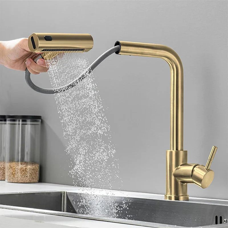 Moderner Wasserfall-Küchenarmatur mit ausziehbarer Handbrause-Aster Selection