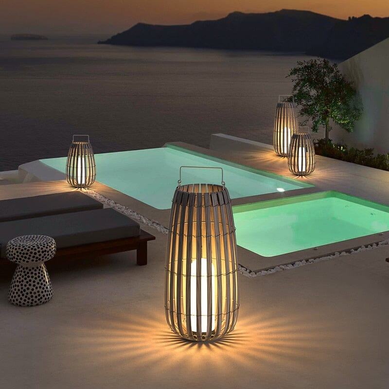 Rattan LED Gartenlaterne