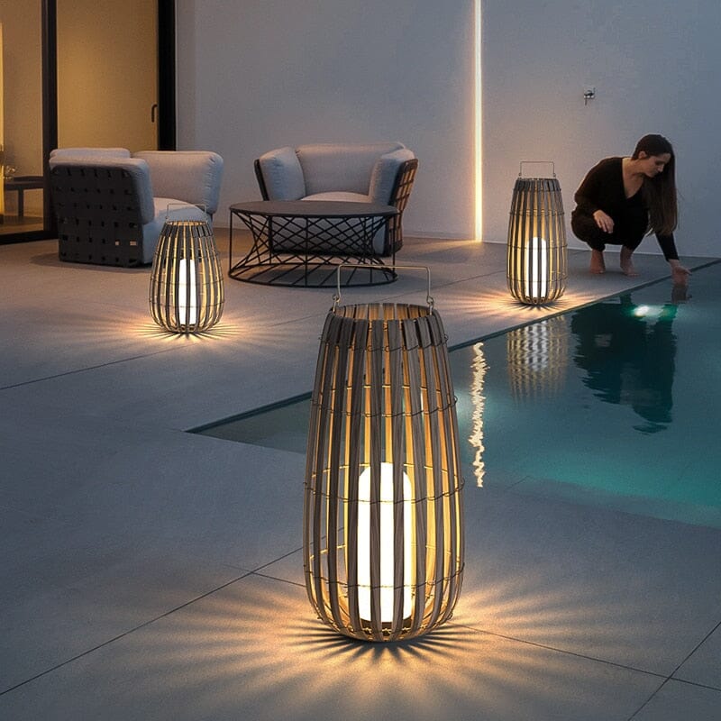 Rattan LED Gartenlaterne