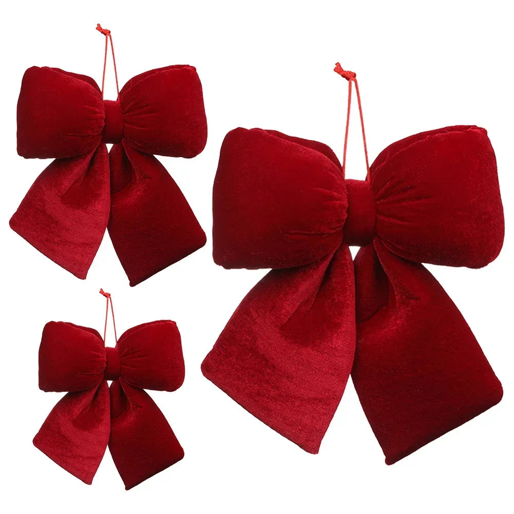 Festive decoration: red velvet bow for Christmas