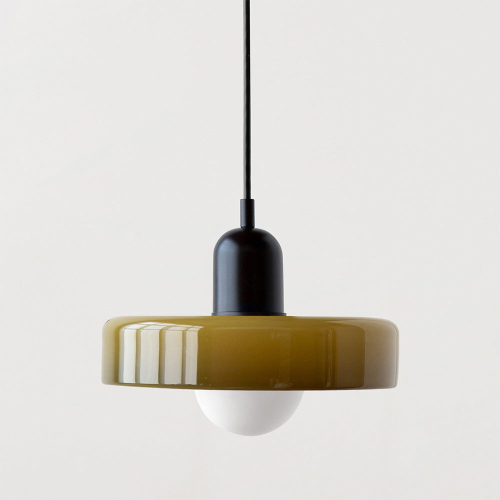 Bauhaus Hängeleuchte aus Buntglas-Aster Selection