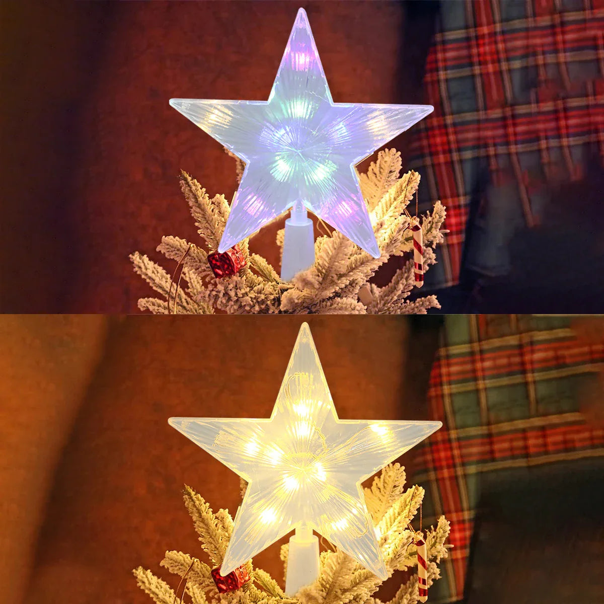 Glittering star lights for the Christmas tree
