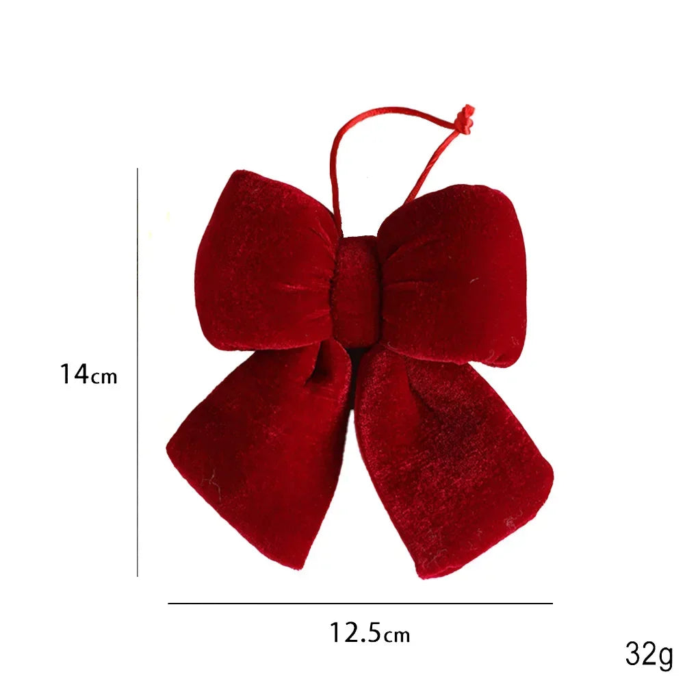 Festive decoration: red velvet bow for Christmas