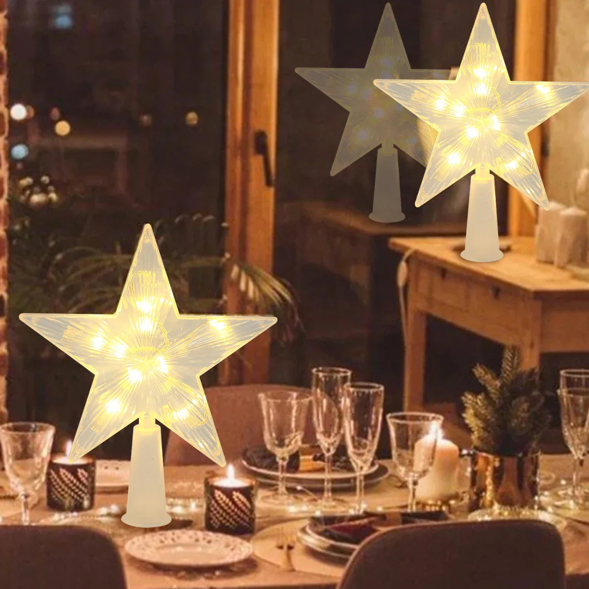 Glittering star lights for the Christmas tree