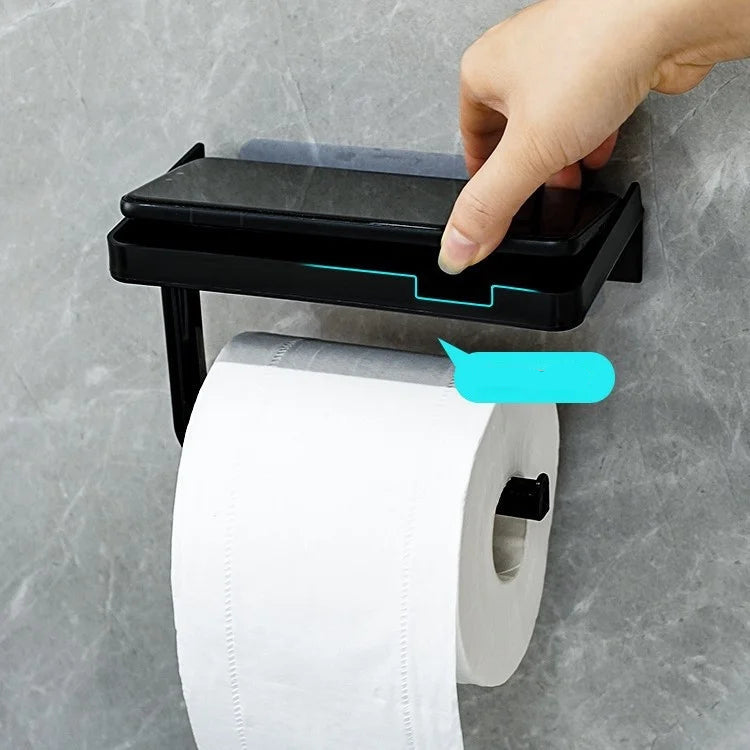 Wandmontierter Toilettenpapierhalter mit Ablagefläche