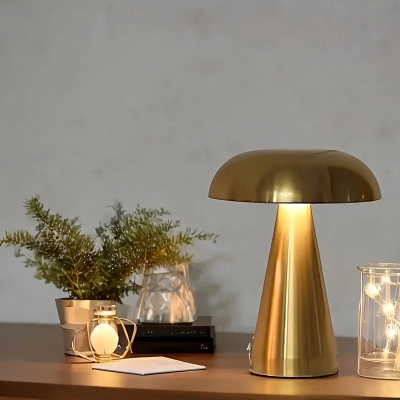 Retro-Tischlampe in Pilzform, wiederaufladbar