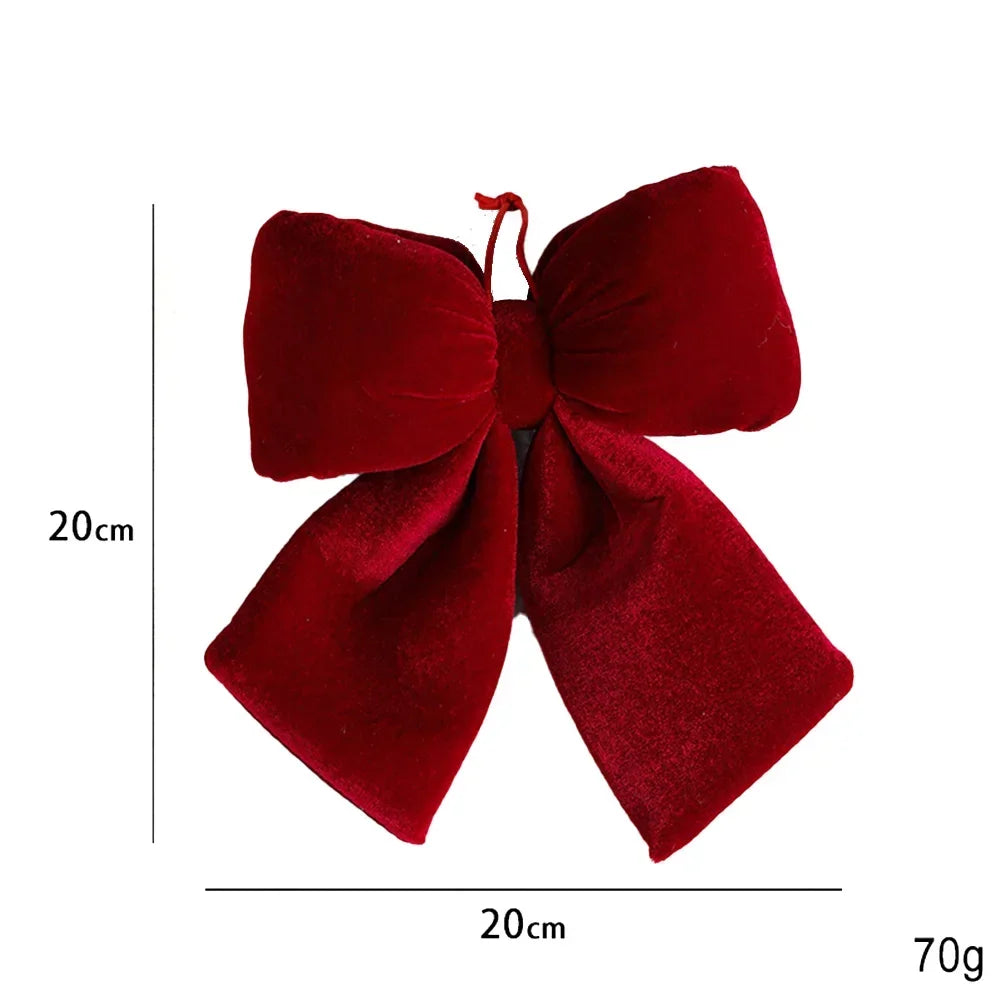 Festive decoration: red velvet bow for Christmas