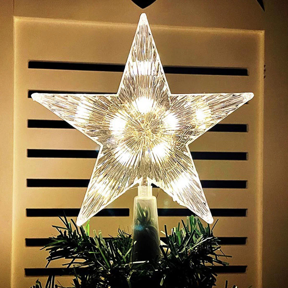 Glittering star lights for the Christmas tree