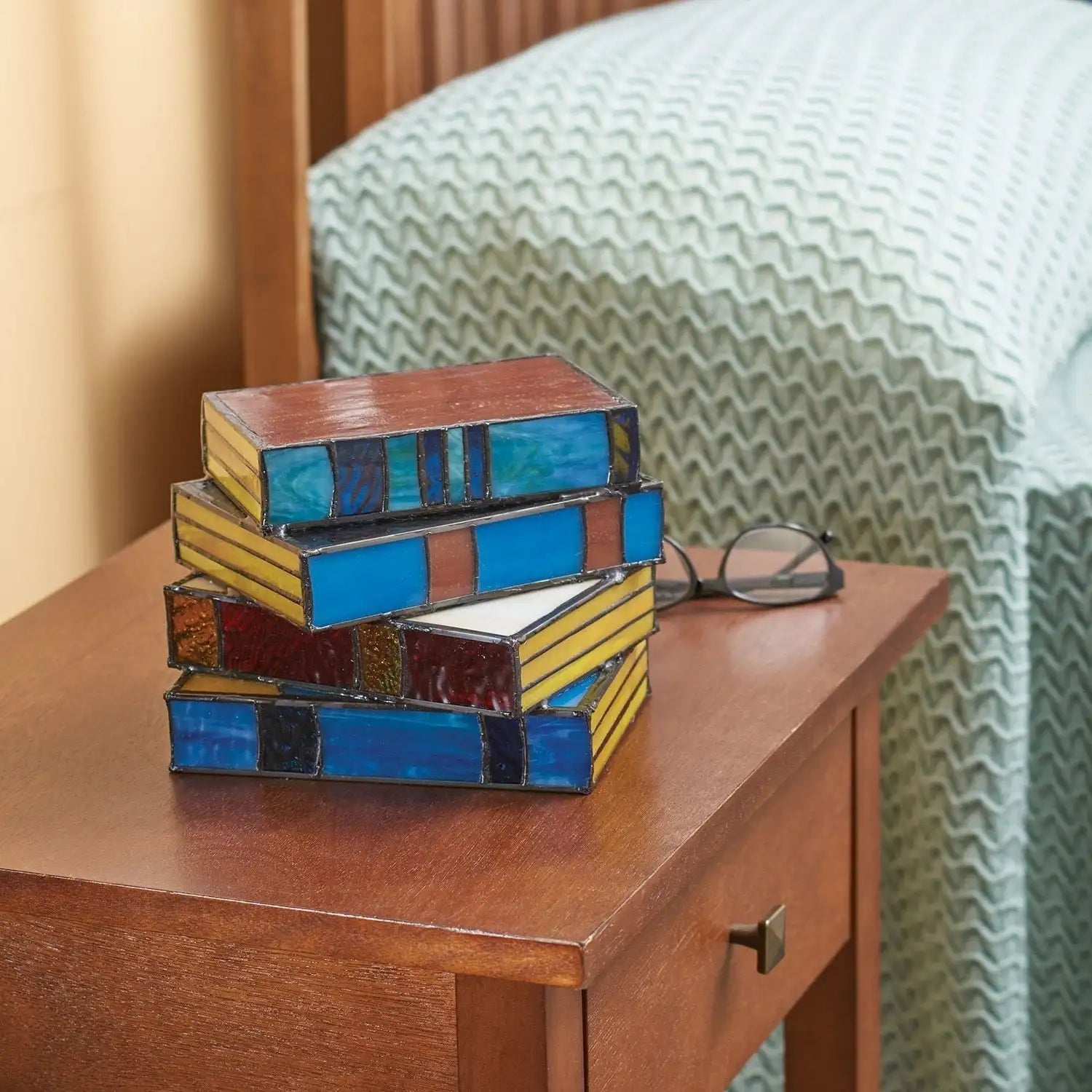 GlassNovel - Lampe de table artistique en vitrail pour une ambiance élégante