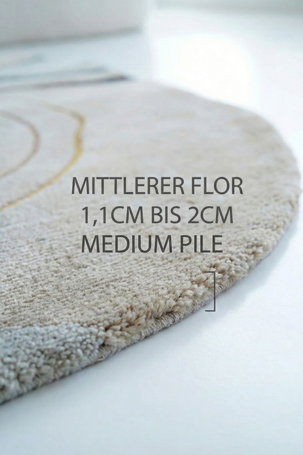 Teppich Wohnzimmer 200x300 aus Wolle in Beige, moderner flauschiger Hochflorteppich für stilvolle Wohnräume