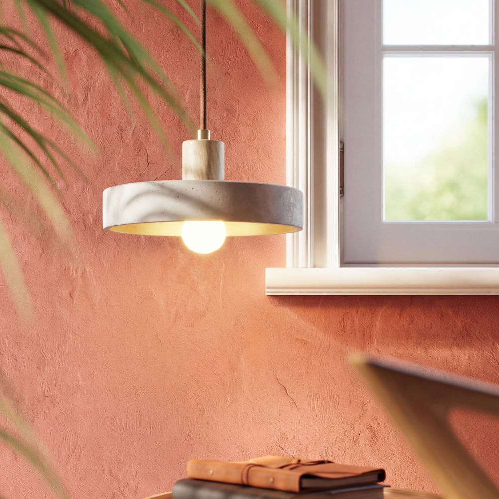 Moderne Travertin-Pendelleuchte im Bauhaus-Design