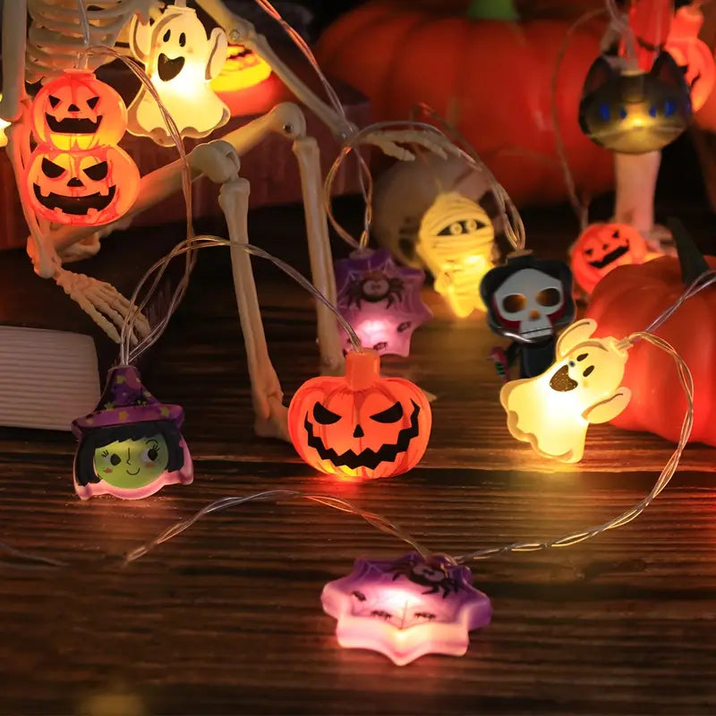 Halloween Kürbis Spinnen Lichterkette
