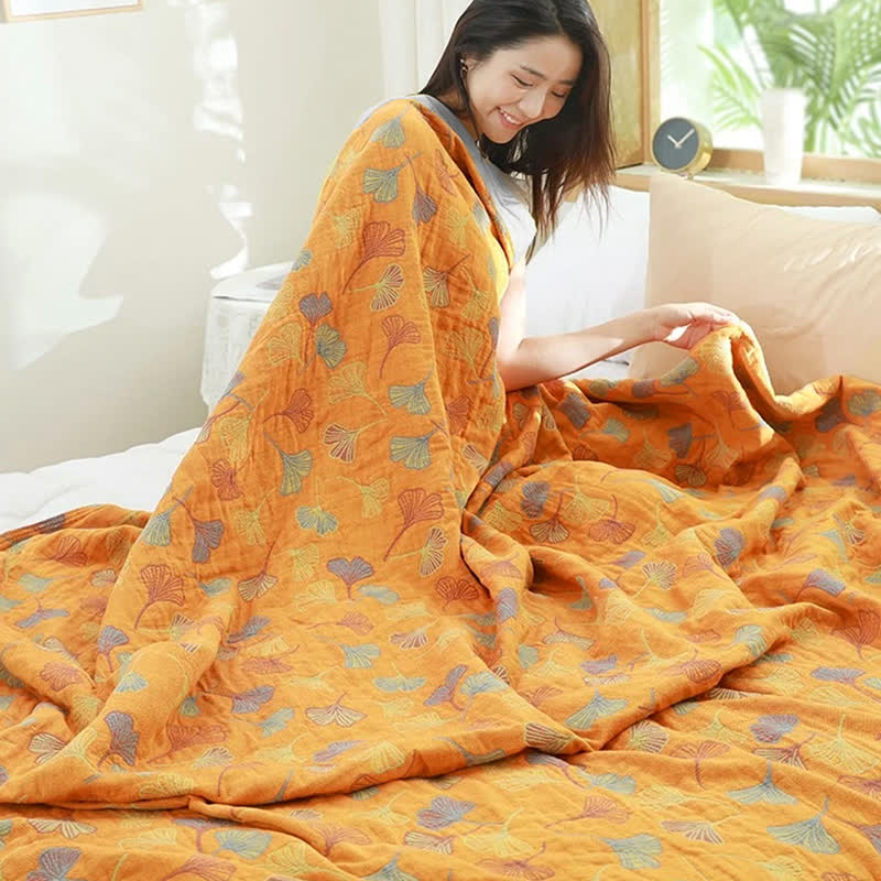 Ginkgo Leaf Reversible Cotton Quilt