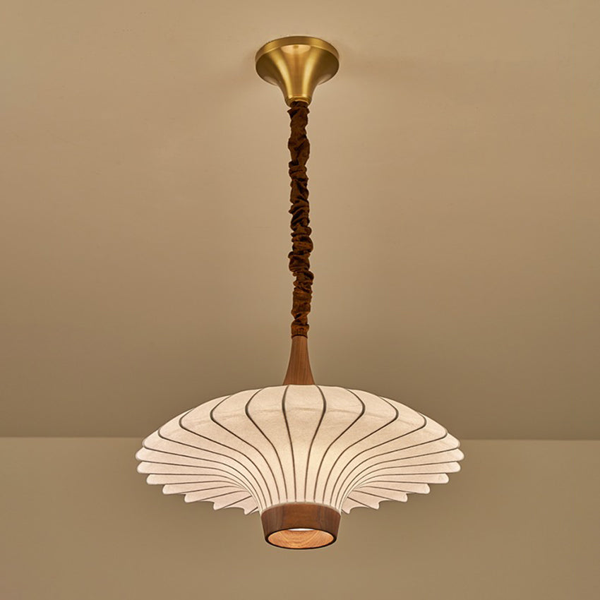 Elegante LED Pendelleuchte Walnuss
