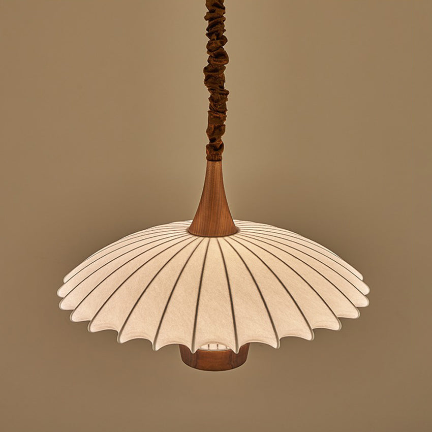 Elegante LED Pendelleuchte Walnuss