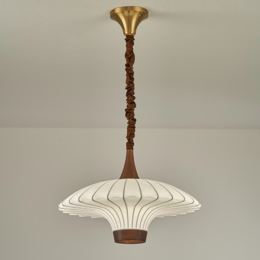 Elegante LED Pendelleuchte Walnuss
