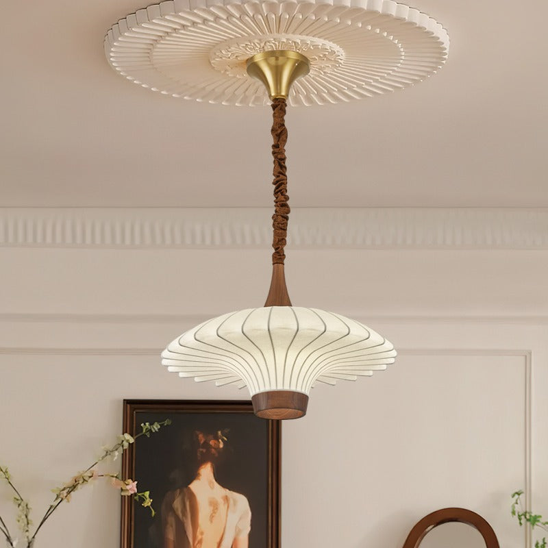 Elegante LED Pendelleuchte Walnuss