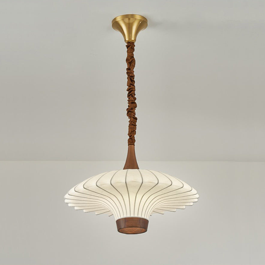 Elegante LED Pendelleuchte Walnuss