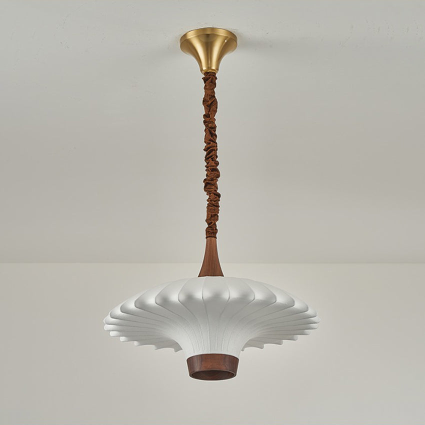 Elegante LED Pendelleuchte Walnuss