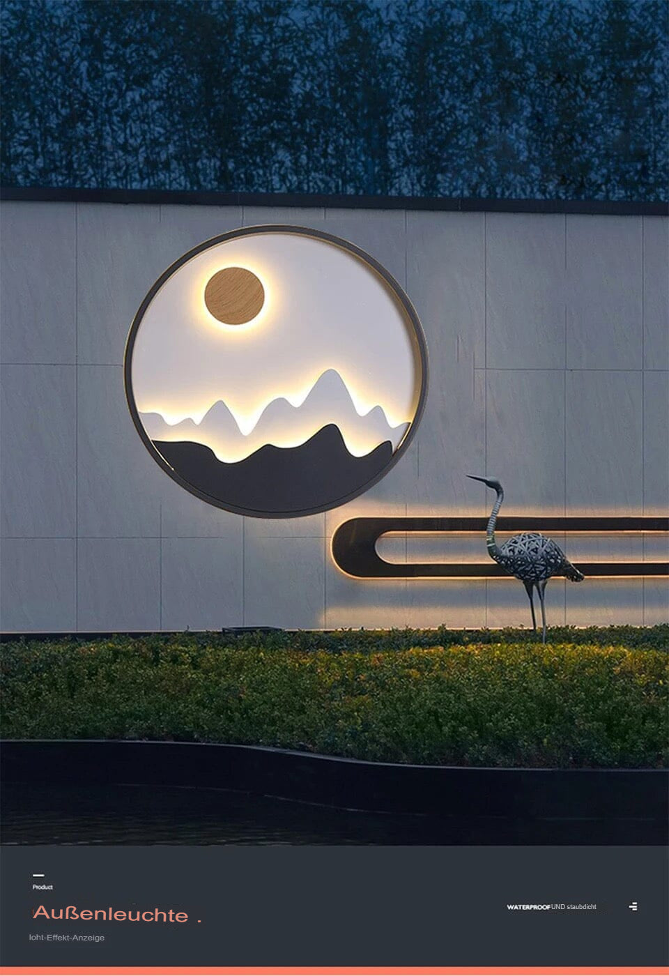Dimmable LED wall light for outdoor use