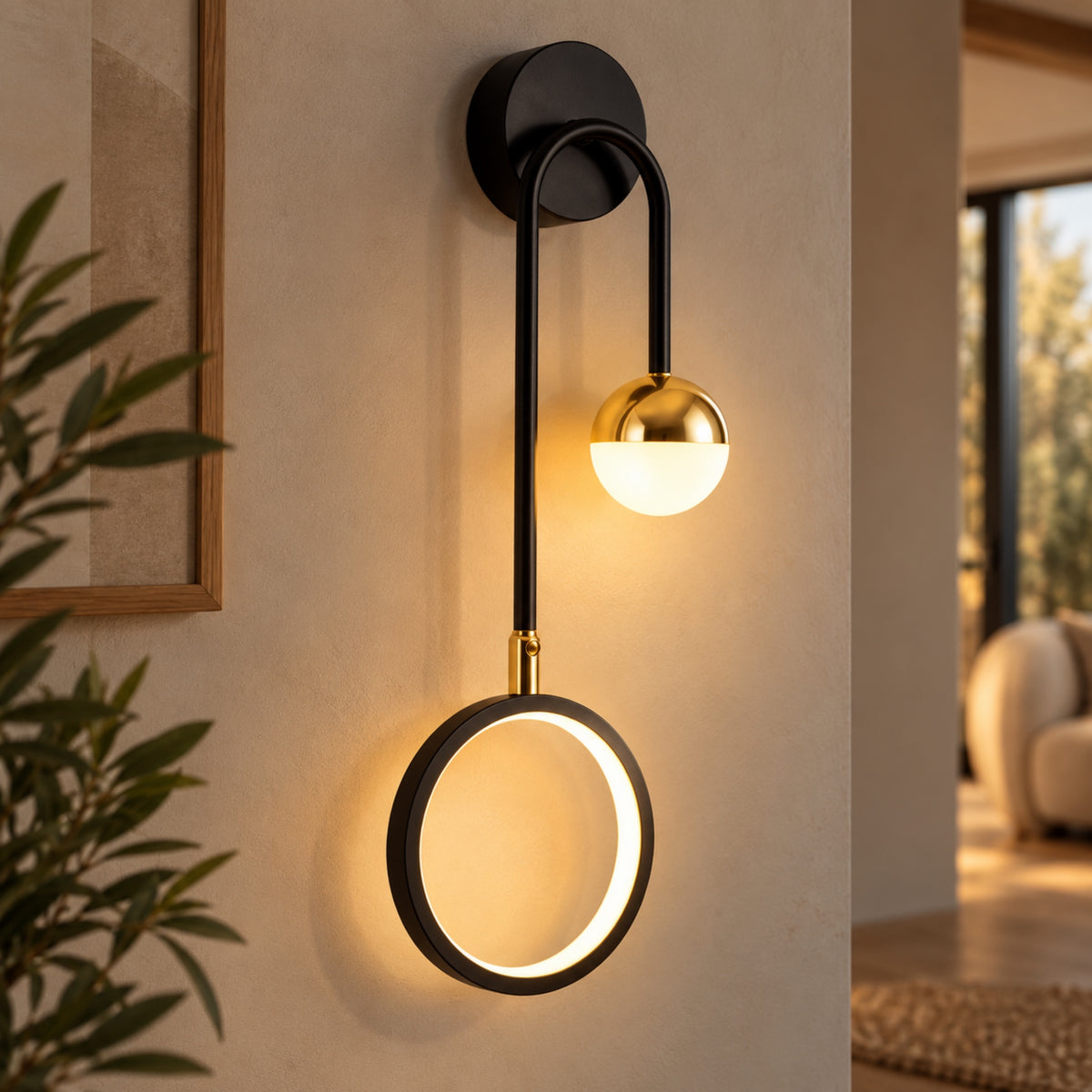 Umbrevo Modern Metall Ring-Wandleuchte