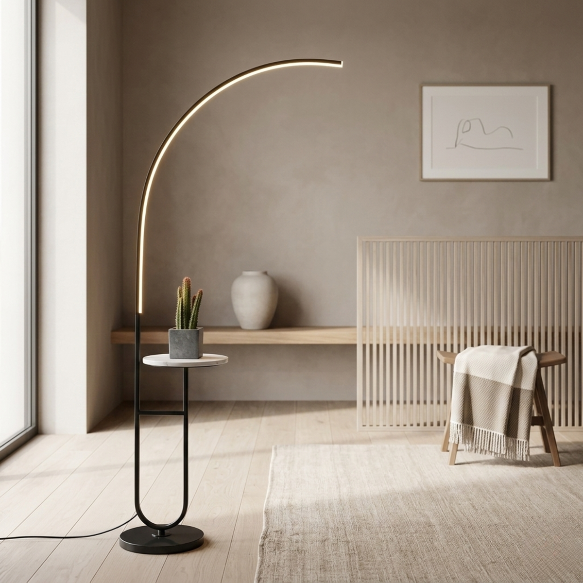Hallvora Minimalistisch Metall Bogen-Stehleuchte