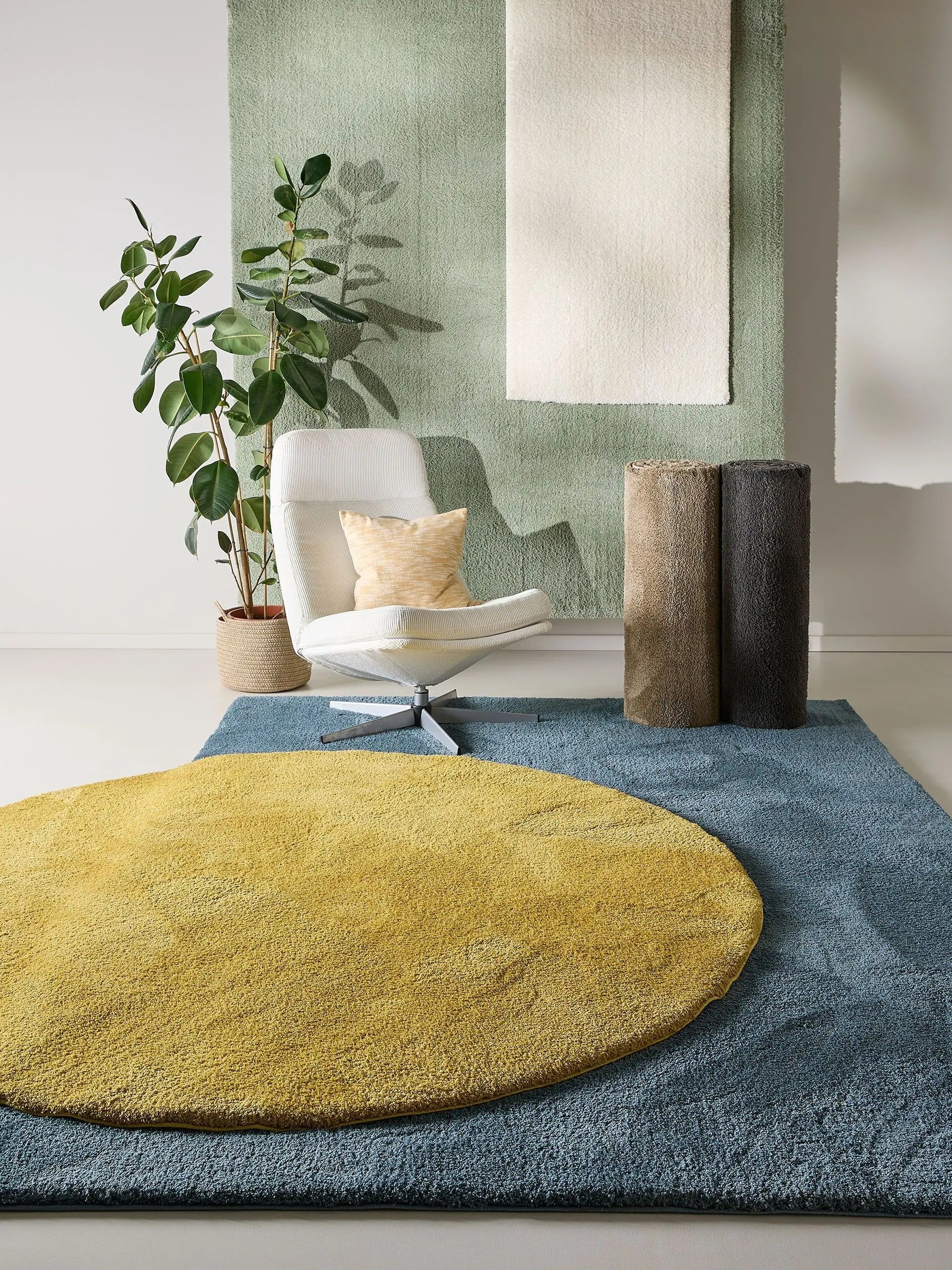 Hochflorteppich flauschig in Grau Beige oder Blau für Wohnzimmer Schlafzimmer groß