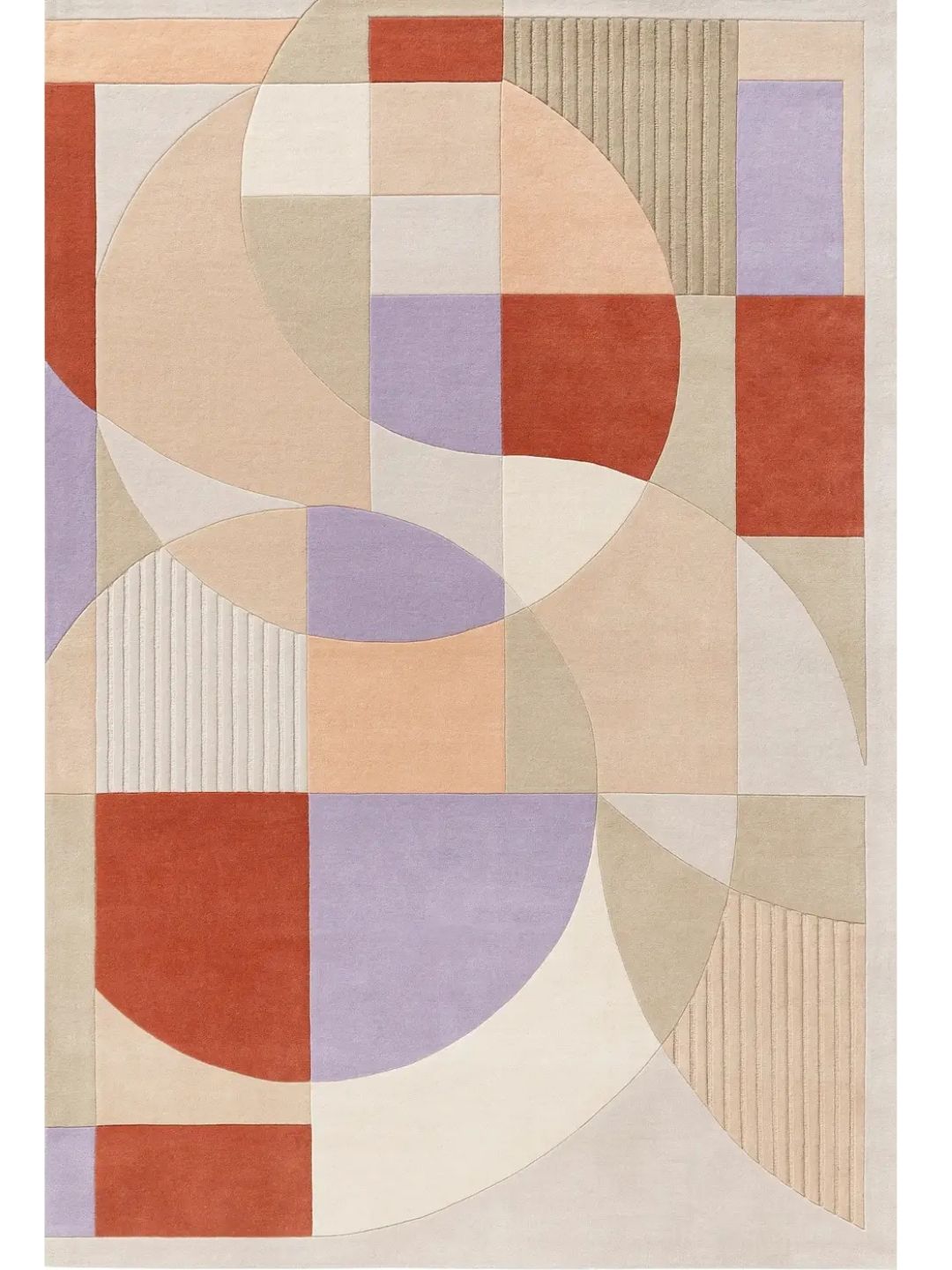 Multicolor Wollteppich geometrisch retro moderner bunter Wohnzimmer Teppich
