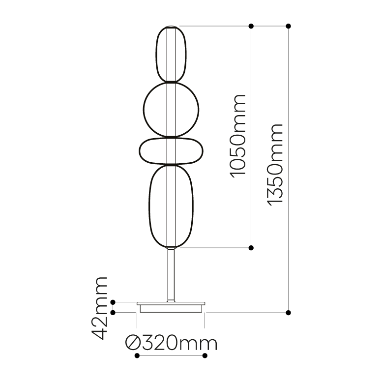 Elegante Stehlampe mit buntem Glas