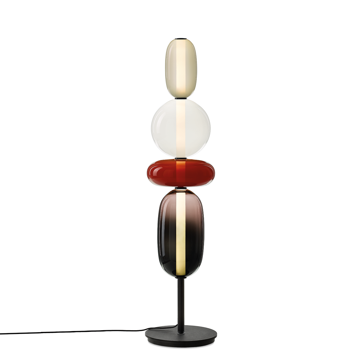 Elegante Stehlampe mit buntem Glas