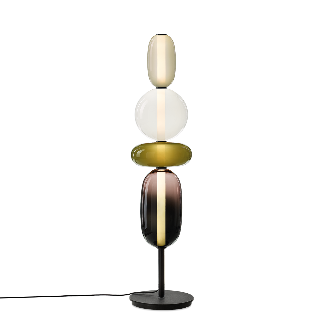 Elegante Stehlampe mit buntem Glas