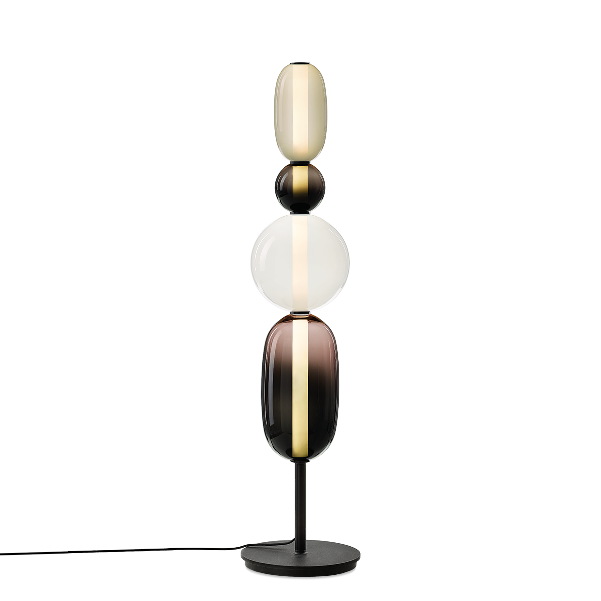 Elegante Stehlampe mit buntem Glas
