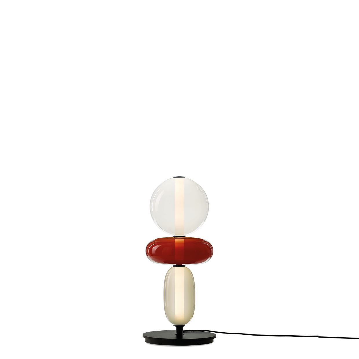 Elegante Stehlampe mit buntem Glas