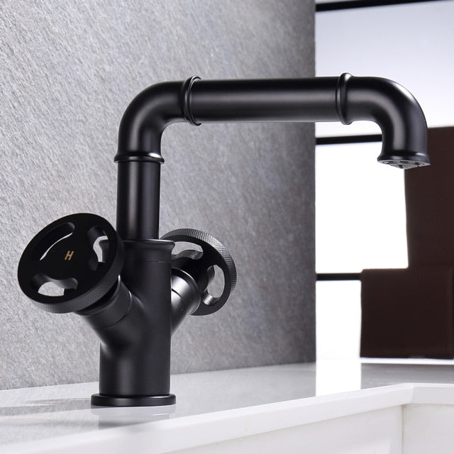 KUZOR Waschbeckenarmatur Mattschwarz – Wasserfall-Design, Einhebel, Für 1 Oder 3 Loch, Mit Pop-Up-Ablauf