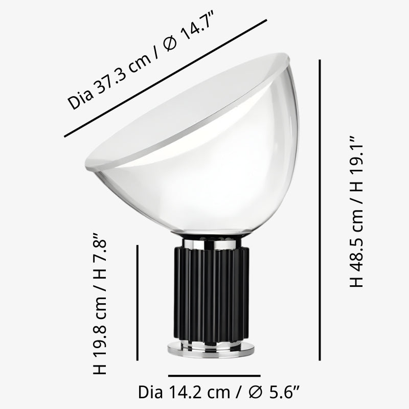 Skulpturales Tischlampendesign aus Metall
