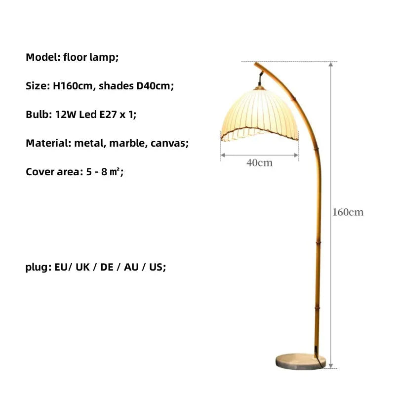 Vintage Bambus-Stehlampe – Retro-Design mit warmem Licht