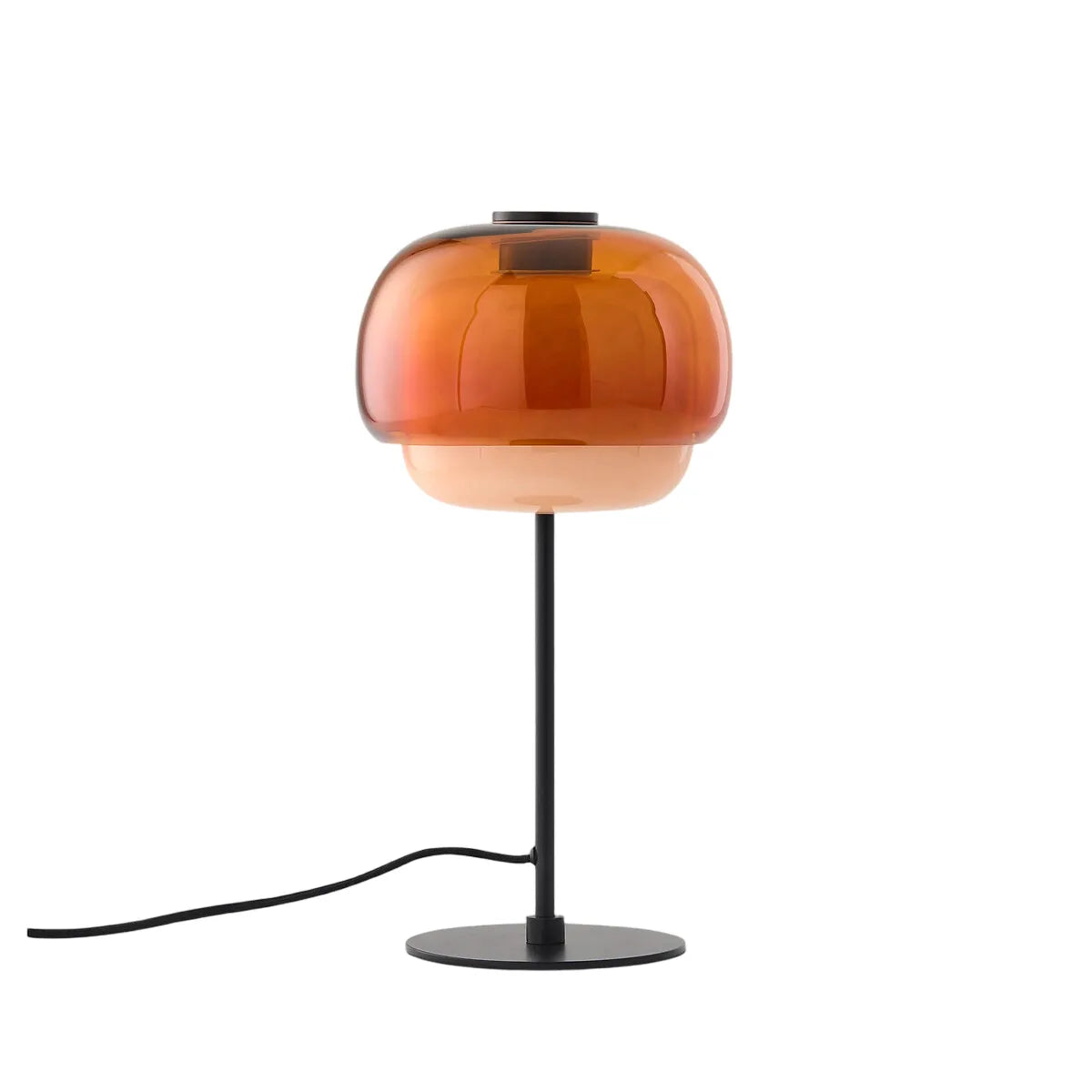 Clovelle Retro-Tischleuchte in Pilzform aus Eisen und Glas