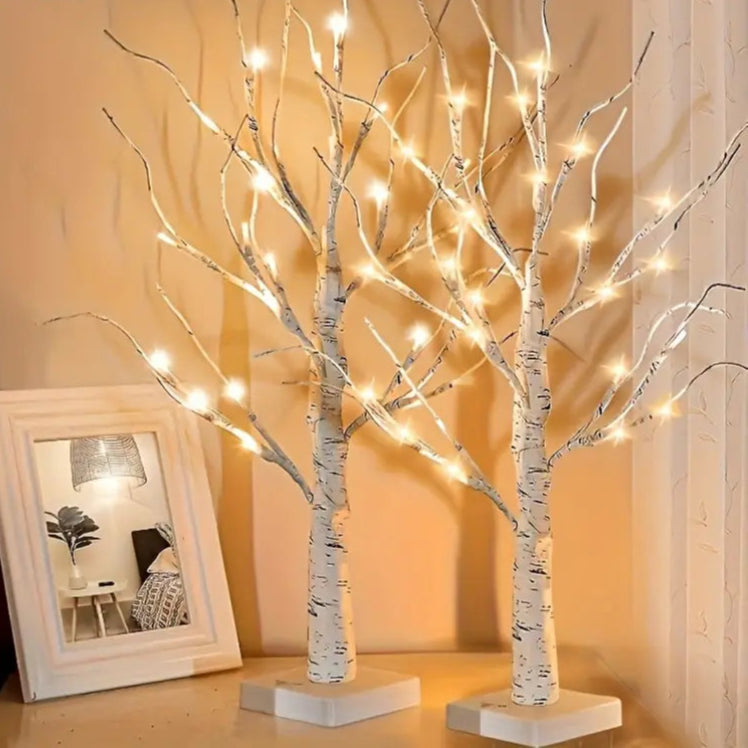 2er Set 24 LED Birkenbaum Lichter für Weihnachten & Dekoration