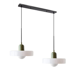 Bauhaus Hängeleuchte aus Buntglas