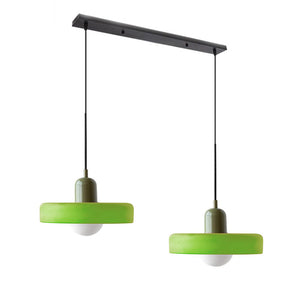 Bauhaus Hängeleuchte aus Buntglas