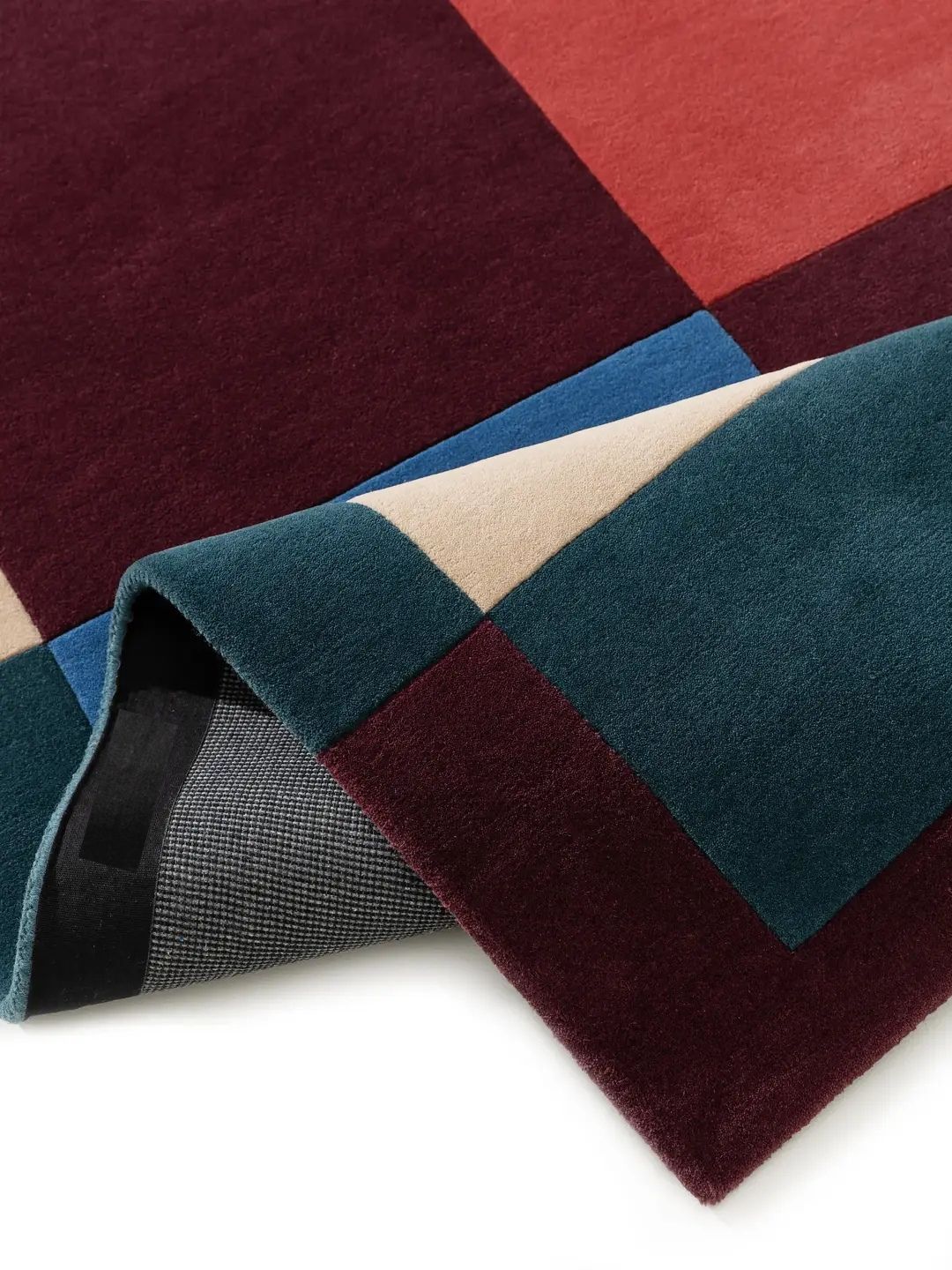 Multicolor Wollteppich geometrisch retro moderner bunter Wohnzimmer Teppich