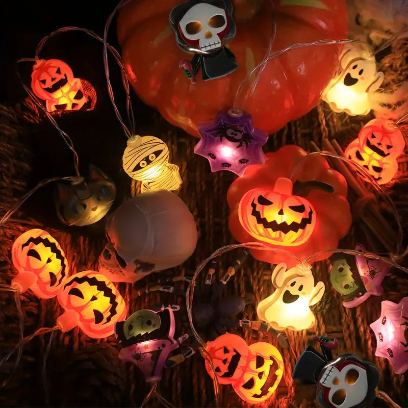Halloween Kürbis Spinnen Lichterkette