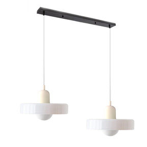 Bauhaus Hängeleuchte aus Buntglas