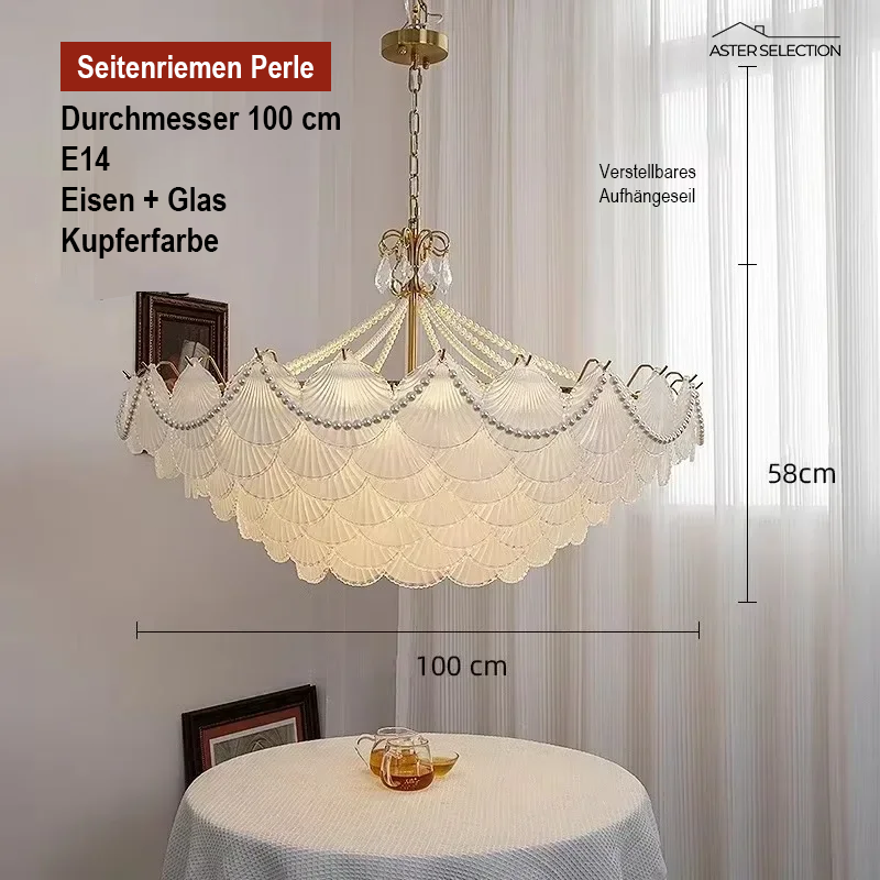 Muschelglas LED Kronleuchter