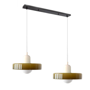 Bauhaus Hängeleuchte aus Buntglas