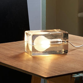 BrightCube – Lampe de table minimaliste avec cube en verre transparent