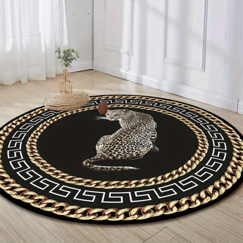 Tapis rond au motif léopard